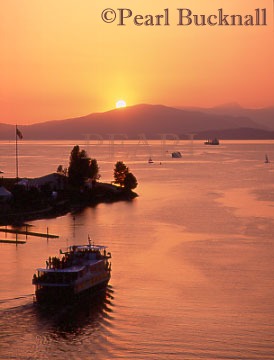 SUNSET CRUISE STEAMER sailing into the sunset in 
English Bay.  Vancouver, British Columbia, Canada.


