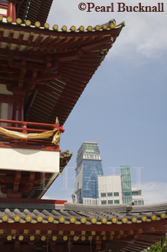 New Buddha Tooth Relic Temple BTRTS external rear 
view of pagoda Singapore Asia
