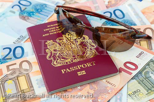 Euros and British passport for travelling to 
Eurozone countries from the UK