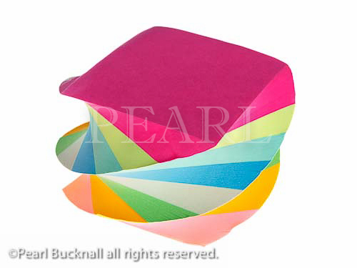Spiral memo pad of coloured notepaper stack 
isolated on white