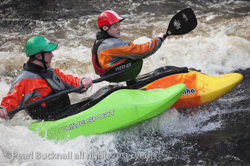 Kayaking in whitewater on the Tryweryn River at the 
National Whitewater Centre, Frongoch, Gwynedd, 
North Wales, UK, Europe. 

Keywords: activity people man white water sports 
canoeing
 