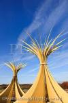 Two of three large Marram grass sculptures at 
Newborough Warren National Nature Reserve. 
Newborough Isle of Anglesey North Wales UK 
Britain