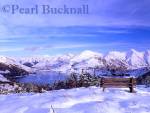 BEALACH RATAGAIN VIEWPOINT and the FIVE SISTERS 
of KINTAIL after a heavy snowfall.  Mam Ratagain Pass, 
Sheil Bridge, Highland, Scotland, UK, Europe

Keywords: coast cold landscape loch mountains scenic 
Scottish snow view winter scene