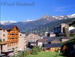 SOLDEU RESORT and MOUNTAINS in SUMMER.  Soldeu, 
Andorra, Europe

Keywords: buildings town travel village 