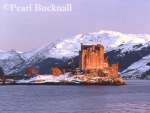 EILEAN DONAN CASTLE in WINTER with snow on the 
mountains round Loch Duich, Dornie, Highland, 
Scotland, UK, Europe

Keywords: coast coastline heritage historic landscape 
scenic Scottish sea snow winter 
