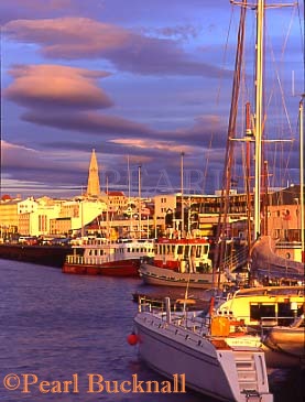 CITY CENTRE and OLD HARBOUR at SUNSET, Reykjavik, 
Iceland

